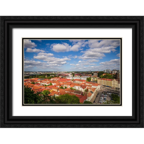 Sweden-Vastragotland and Bohuslan-Gothenburg-high angle city view from the Skansparken-late afterno Black Ornate Wood Framed Art Print with Double Matting by Bibikow, Walter