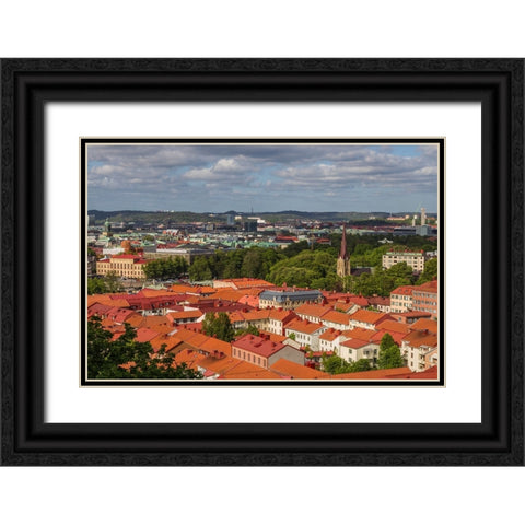 Sweden-Vastragotland and Bohuslan-Gothenburg-high angle city view from the Skansparken-late afterno Black Ornate Wood Framed Art Print with Double Matting by Bibikow, Walter