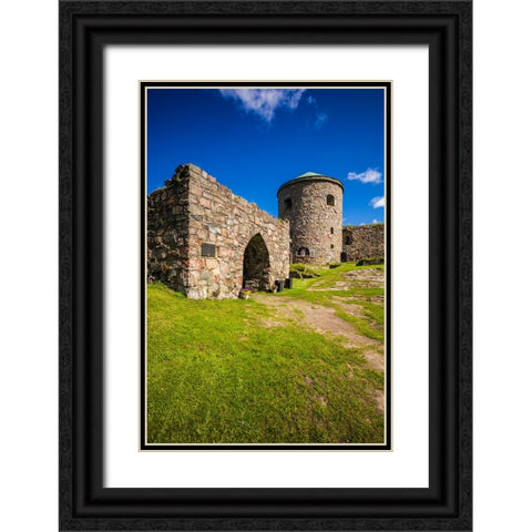 Sweden-Bohuslan-Kungalv-14th century medieval fortress-Bohus Fastning Black Ornate Wood Framed Art Print with Double Matting by Bibikow, Walter
