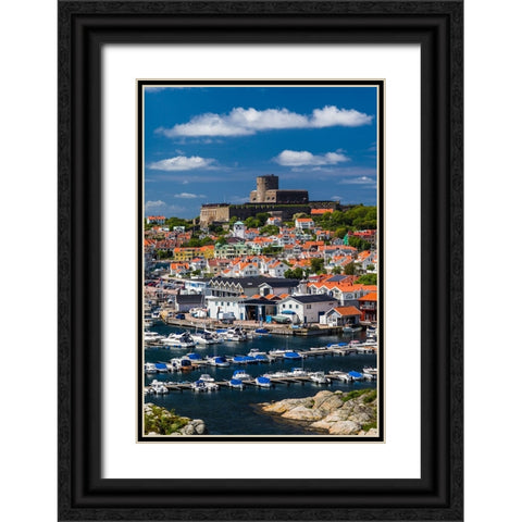 Sweden-Bohuslan-Marstrand-island town view with the 17th century Carlsten fortress Black Ornate Wood Framed Art Print with Double Matting by Bibikow, Walter
