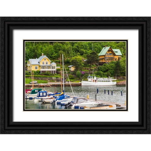 Sweden-Bohuslan-Gustavsberg-Swedens Oldest Resort-waterfront view Black Ornate Wood Framed Art Print with Double Matting by Bibikow, Walter