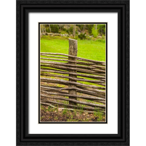 Sweden-Bohuslan-Tanumshede-traditional architecture-wood fence Black Ornate Wood Framed Art Print with Double Matting by Bibikow, Walter