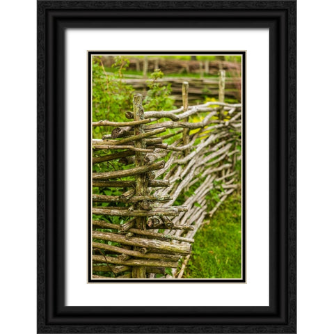 Sweden-Bohuslan-Tanumshede-traditional architecture-wood fence Black Ornate Wood Framed Art Print with Double Matting by Bibikow, Walter
