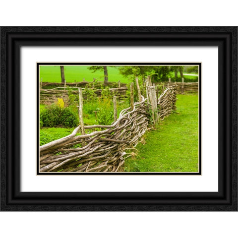 Sweden-Bohuslan-Tanumshede-traditional architecture-wood fence Black Ornate Wood Framed Art Print with Double Matting by Bibikow, Walter