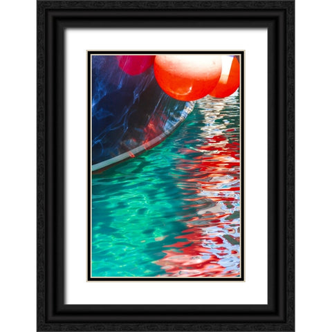 Boat buoys reflect in the water of the Adriatic Sea-Kolocep Island-Croatia Black Ornate Wood Framed Art Print with Double Matting by Haseltine, Tom