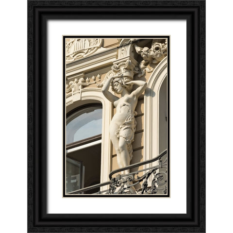 Art Nouveau building on Alberta Street in central Riga-Latvia Black Ornate Wood Framed Art Print with Double Matting by Su, Keren