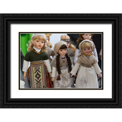 Lithuanian girl dolls-Klaipeda-Lithuania Black Ornate Wood Framed Art Print with Double Matting by Su, Keren