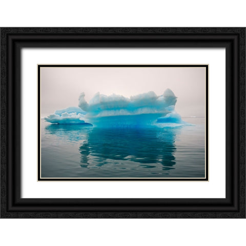 Blue iceberg in the fjord of Narsarsuaq-Greenland Black Ornate Wood Framed Art Print with Double Matting by Su, Keren