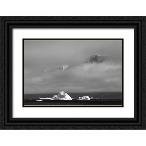 Floating iceberg in the ocean-Greenland Black Ornate Wood Framed Art Print with Double Matting by Su, Keren