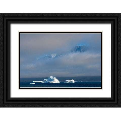 Floating iceberg in the ocean-Greenland Black Ornate Wood Framed Art Print with Double Matting by Su, Keren
