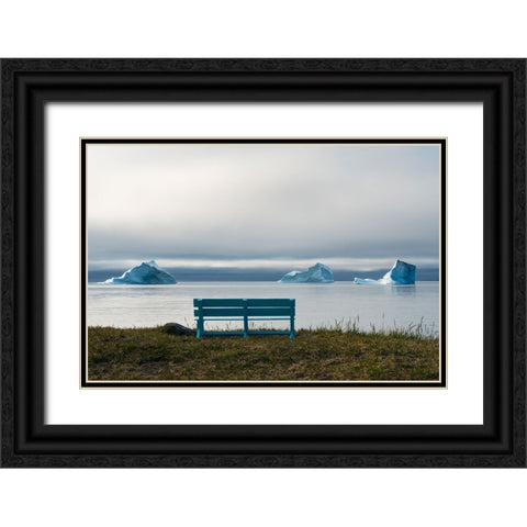 Floating iceberg in the fjord-Qeqertarsuaq-Greenland Black Ornate Wood Framed Art Print with Double Matting by Su, Keren