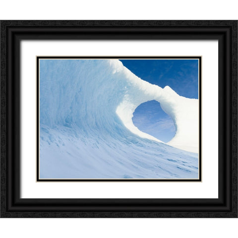 Iceberg frozen into the sea ice of the Uummannaq fjord system during winter-Greenland-Danish Territ Black Ornate Wood Framed Art Print with Double Matting by Zwick, Martin