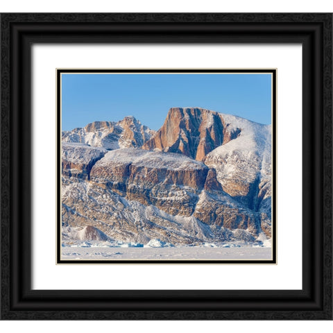 Icebergs in front of Appat Island-frozen into the sea ice of the Uummannaq fjord system during wint Black Ornate Wood Framed Art Print with Double Matting by Zwick, Martin