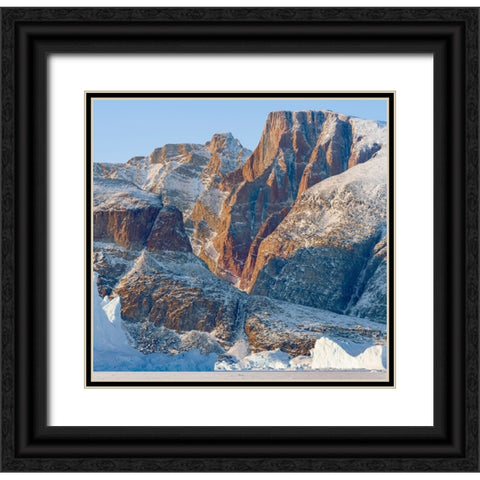 Icebergs in front of Appat Island-frozen into the sea ice of the Uummannaq fjord system during wint Black Ornate Wood Framed Art Print with Double Matting by Zwick, Martin
