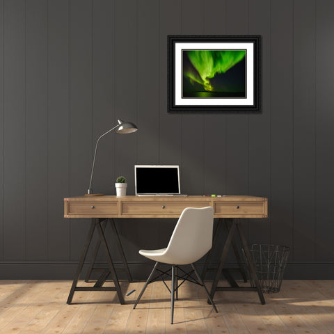 Northern lights over the fjord Nuup Kangerlua Danish Territory Black Ornate Wood Framed Art Print with Double Matting by Zwick, Martin