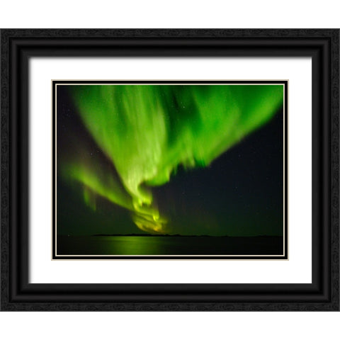 Northern lights over the fjord Nuup Kangerlua Danish Territory Black Ornate Wood Framed Art Print with Double Matting by Zwick, Martin