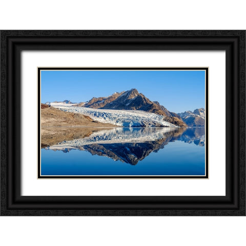 Glacier in the Sermiligaaq Fjord- Ammassalik- Danish Territory. Black Ornate Wood Framed Art Print with Double Matting by Zwick, Martin