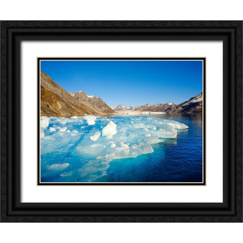 Iceberg in front of Knud Rasmussen Glacier-Sermiligaaq Fjord- Ammassalik- Danish Territory. Black Ornate Wood Framed Art Print with Double Matting by Zwick, Martin