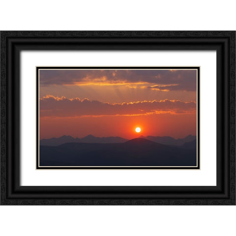 Rocky mountain sunset Black Ornate Wood Framed Art Print with Double Matting by Archer, Ken