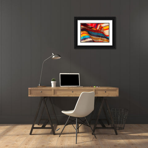 Colorful fabric detail Black Ornate Wood Framed Art Print with Double Matting by Muench, Zandria
