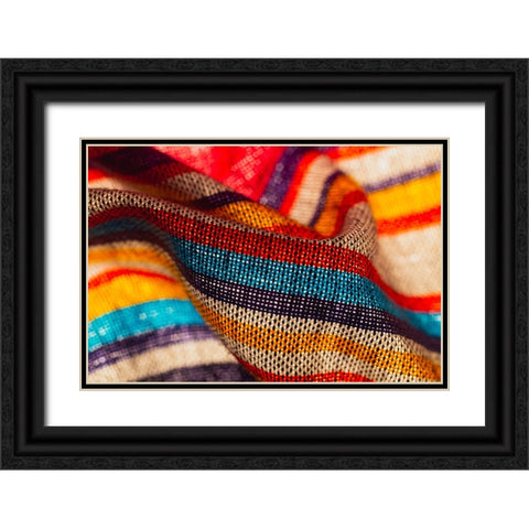 Colorful fabric detail Black Ornate Wood Framed Art Print with Double Matting by Muench, Zandria
