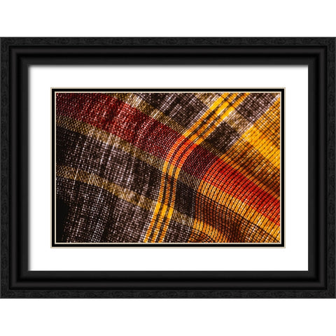 Colorful fabric detail Black Ornate Wood Framed Art Print with Double Matting by Muench, Zandria