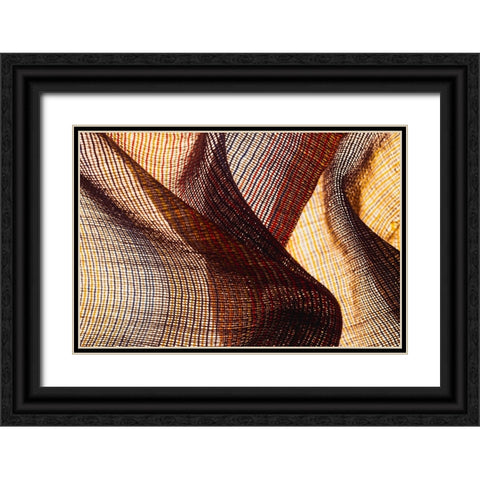 Colorful fabric detail Black Ornate Wood Framed Art Print with Double Matting by Muench, Zandria