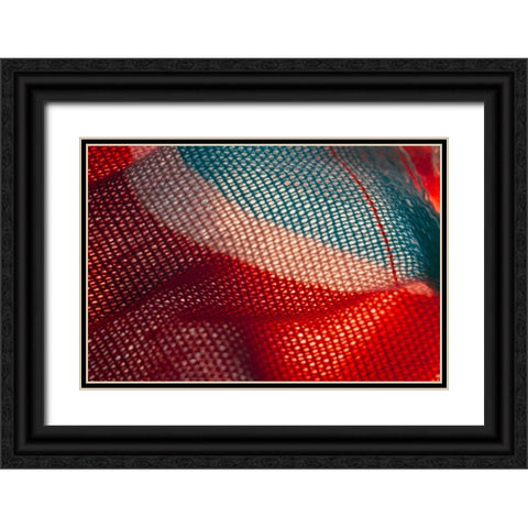 Colorful fabric detail Black Ornate Wood Framed Art Print with Double Matting by Muench, Zandria