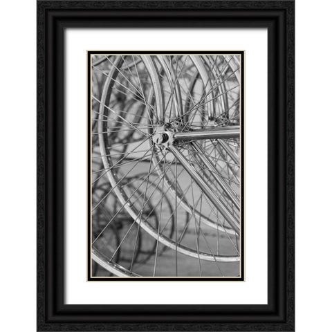 Metal bicycle wheels Black Ornate Wood Framed Art Print with Double Matting by Hopkins, Cindy Miller