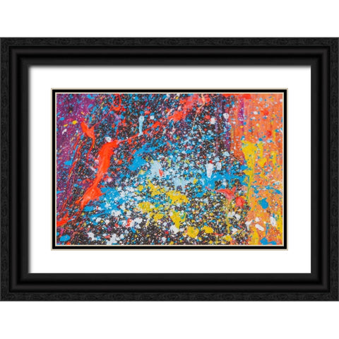 Argentina- Buenos Aires. Colorful paint splatters. Black Ornate Wood Framed Art Print with Double Matting by Haseltine, Tom