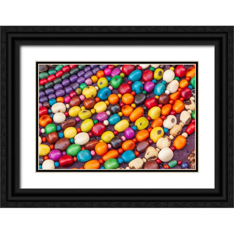 Argentina- Buenos Aires. Colorful beads. Black Ornate Wood Framed Art Print with Double Matting by Haseltine, Tom