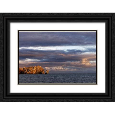 Sunset on rocky outcropping-Espanola Island-Galapagos Islands-Ecuador Black Ornate Wood Framed Art Print with Double Matting by Jones, Adam