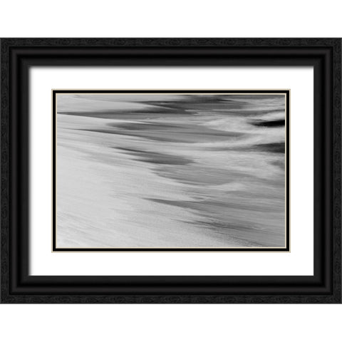 Surf pattern washing up on white sandy beach-Espanola Island-Galapagos Islands-Ecuador Black Ornate Wood Framed Art Print with Double Matting by Jones, Adam