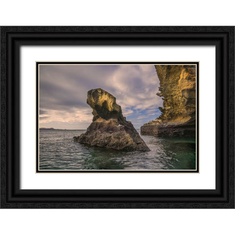 Rock formation off Bartholomew Island-Galapagos Islands-Ecuador Black Ornate Wood Framed Art Print with Double Matting by Jones, Adam