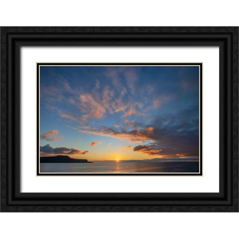 Sunset over Pacific Ocean-Santiago Island-Galapagos Islands-Ecuador Black Ornate Wood Framed Art Print with Double Matting by Jones, Adam
