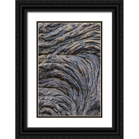 Recent Pahoehoe lava flow-Sullivan Bay-Santiago Island-Galapagos Islands-Ecuador Black Ornate Wood Framed Art Print with Double Matting by Jones, Adam