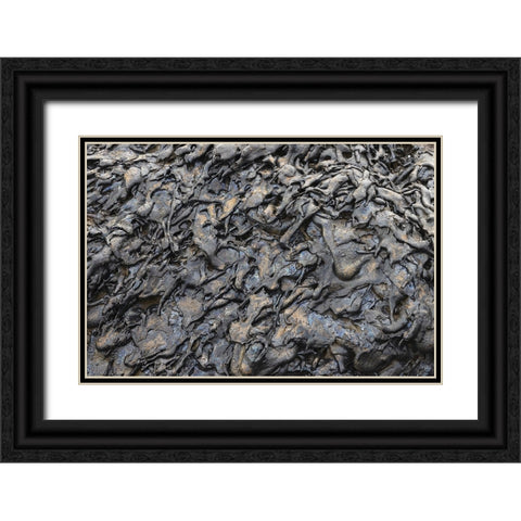 Recent Pahoehoe lava flow-Sullivan Bay-Santiago Island-Galapagos Islands-Ecuador Black Ornate Wood Framed Art Print with Double Matting by Jones, Adam