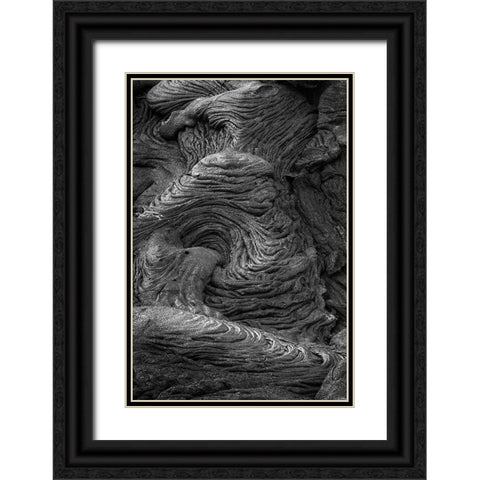 Recent Pahoehoe lava flow-Sullivan Bay-Santiago Island-Galapagos Islands-Ecuador Black Ornate Wood Framed Art Print with Double Matting by Jones, Adam