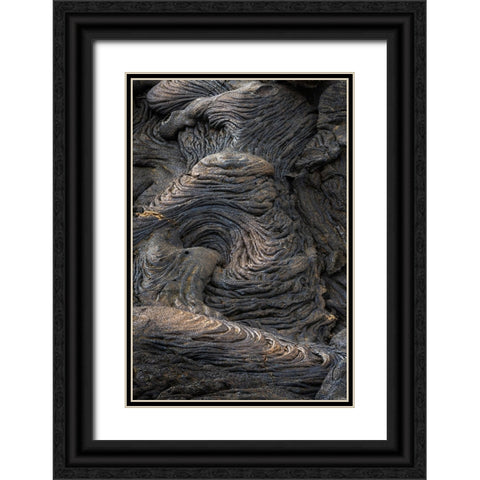 Recent Pahoehoe lava flow-Sullivan Bay-Santiago Island-Galapagos Islands-Ecuador Black Ornate Wood Framed Art Print with Double Matting by Jones, Adam