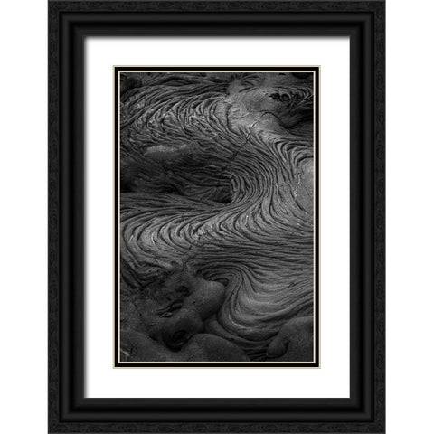 Recent Pahoehoe lava flow-Sullivan Bay-Santiago Island-Galapagos Islands-Ecuador Black Ornate Wood Framed Art Print with Double Matting by Jones, Adam