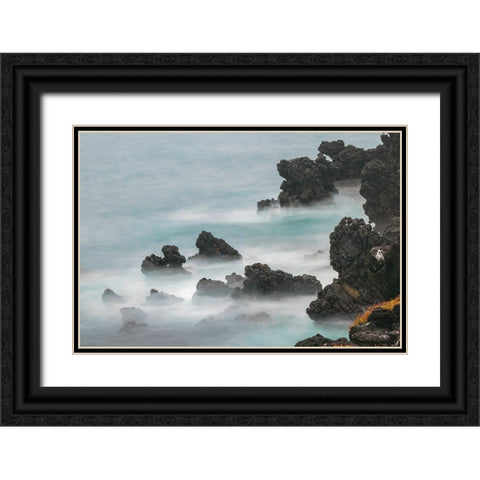 Rocky shoreline of South Plaza Island-Galapagos Islands-Ecuador Black Ornate Wood Framed Art Print with Double Matting by Jones, Adam