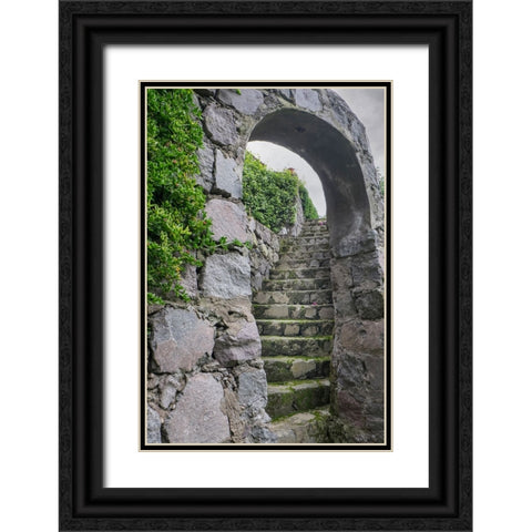 These old stone steps connect courtyards at a home in the high Andes. Black Ornate Wood Framed Art Print with Double Matting by Sederquist, Betty