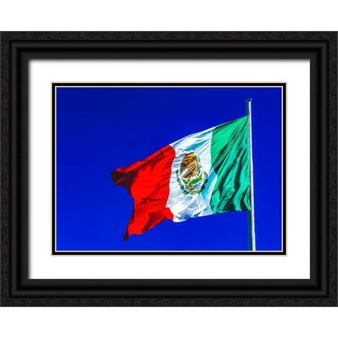 Colorful Mexican flag-San Jose del Cabo-Mexico Black Ornate Wood Framed Art Print with Double Matting by Perry, William