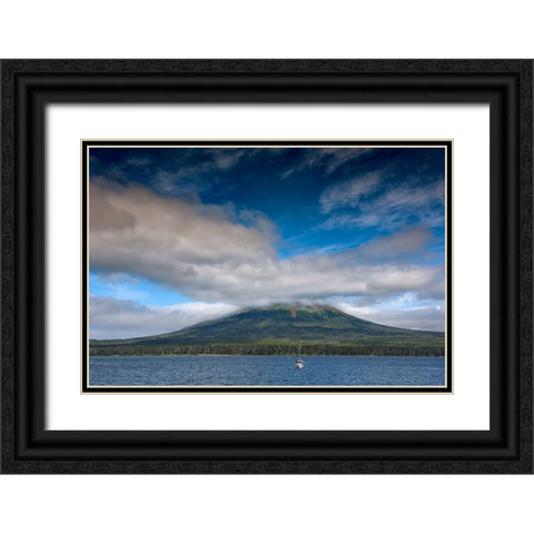 Usa-Alaska This perfect volcano rises from the sea near Sitka Black Ornate Wood Framed Art Print with Double Matting by Sederquist, Betty