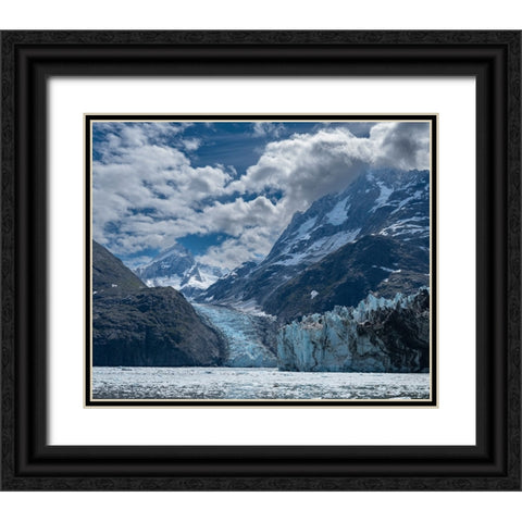 High mountains surrounding Johns Hopkins Inlet generate numerous glaciers. Black Ornate Wood Framed Art Print with Double Matting by Sederquist, Betty