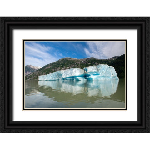 Huge iceberg slowly melts in Shakes Lake. Black Ornate Wood Framed Art Print with Double Matting by Sederquist, Betty