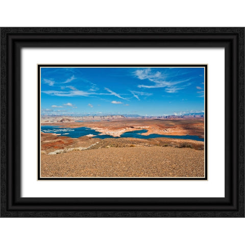 USA-Arizona-Page Glen Canyon National Recreation Area-Lake Powell with low water Black Ornate Wood Framed Art Print with Double Matting by Friel, Bernard