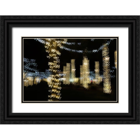 USA-Arizona-Buckeye-Abstract of decorated trees at night during Christmas Black Ornate Wood Framed Art Print with Double Matting by Jaynes Gallery