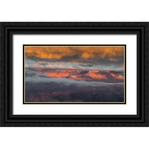 USA-Arizona-Grand Canyon-Foggy sunrise on canyon Black Ornate Wood Framed Art Print with Double Matting by Jaynes Gallery