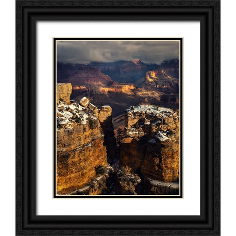 USA-Arizona-Grand Canyon-Winter sunset on canyon landscape Black Ornate Wood Framed Art Print with Double Matting by Jaynes Gallery